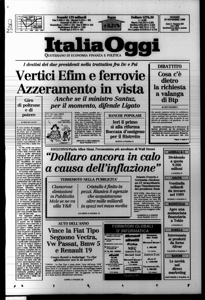 Italia oggi : quotidiano di economia finanza e politica